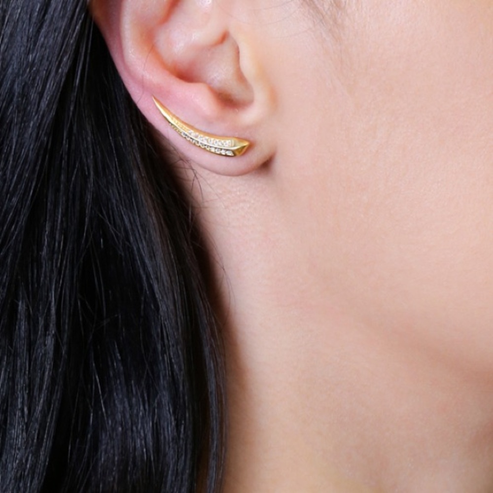 Gold Vermeil CZ Crawler Earrings
